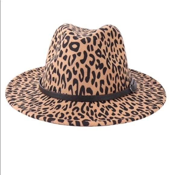Leopard Print & Leather Strap Wide Brim Hat - Picture 4 of 8